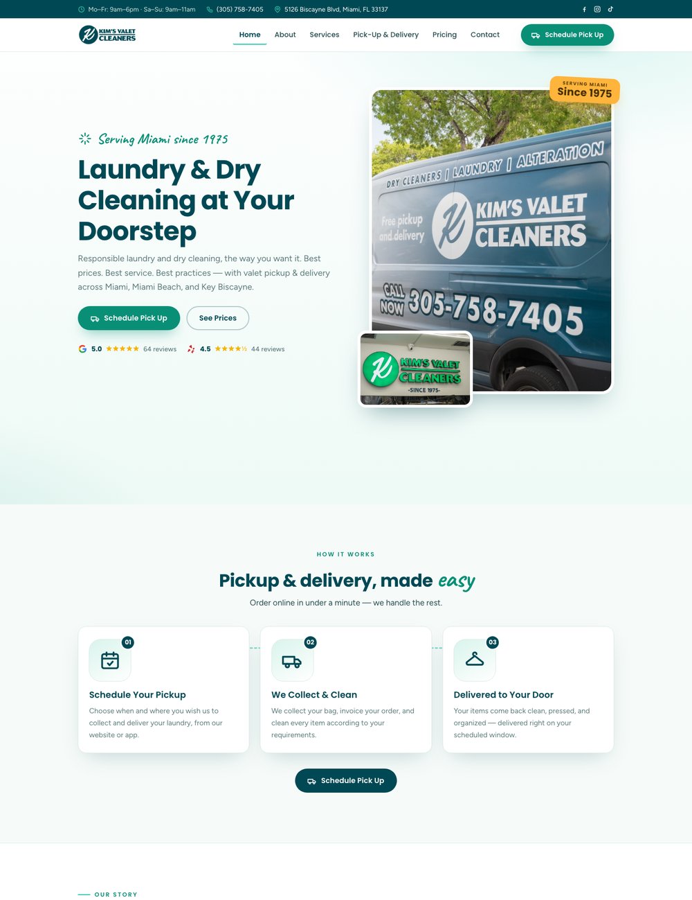 Kim's Valet Cleaners website