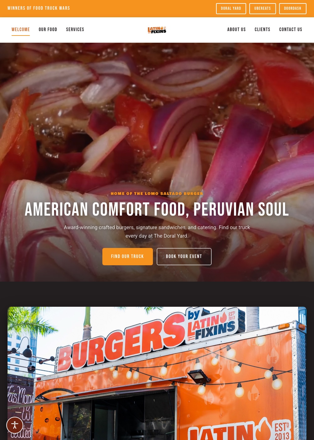 Website we designed and built for Latin Fixin's, Latin Comfort Food
