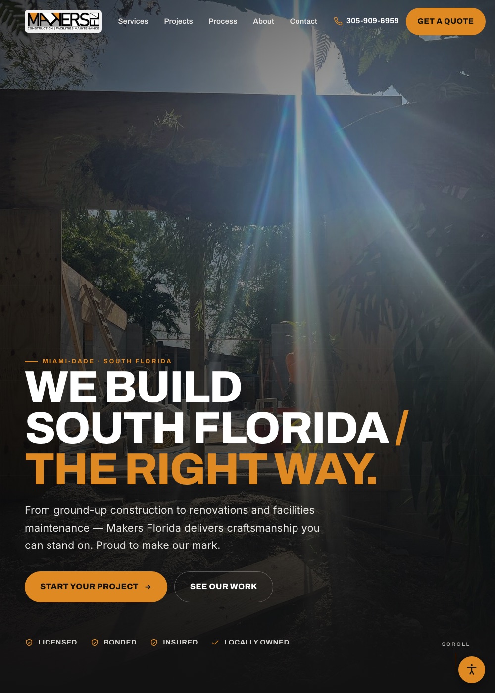 Website we designed and built for Makers Florida, Construction & Facilities