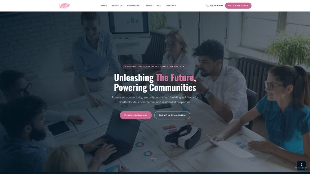 Website we designed and built for Mr. Rhino Connect, Community Technology