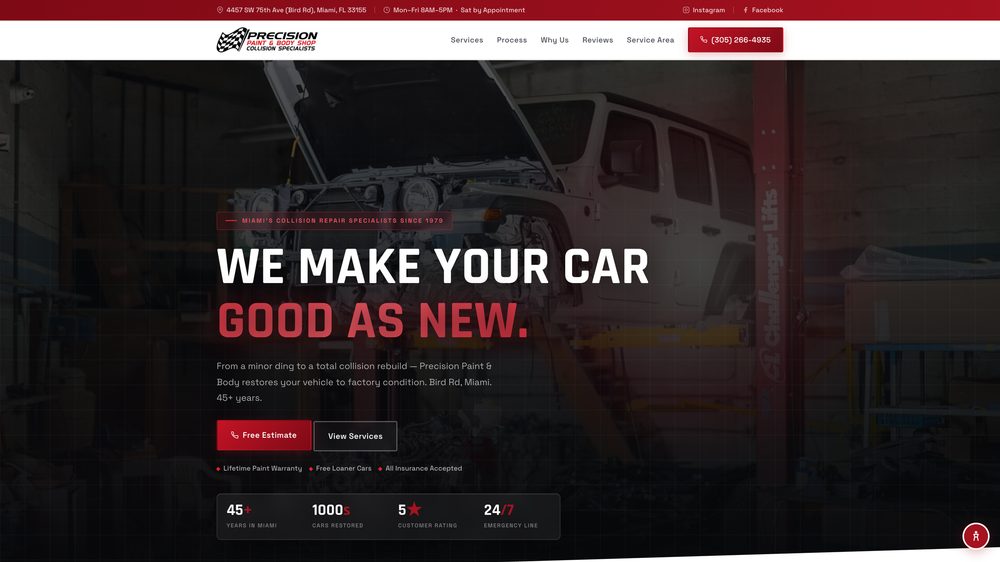 Precision Paint and Body website