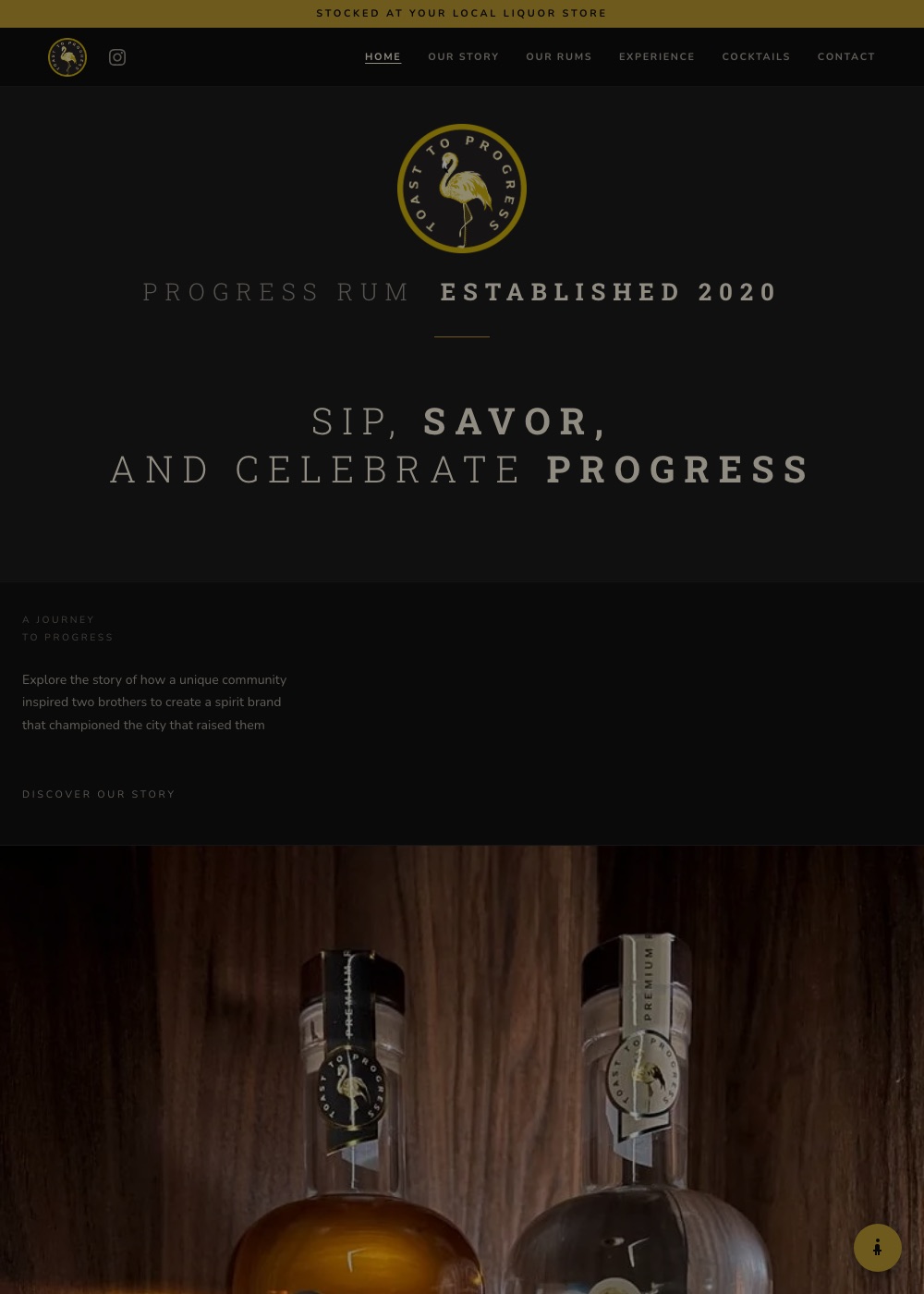 Website we designed and built for Progress Rum, Craft Rum