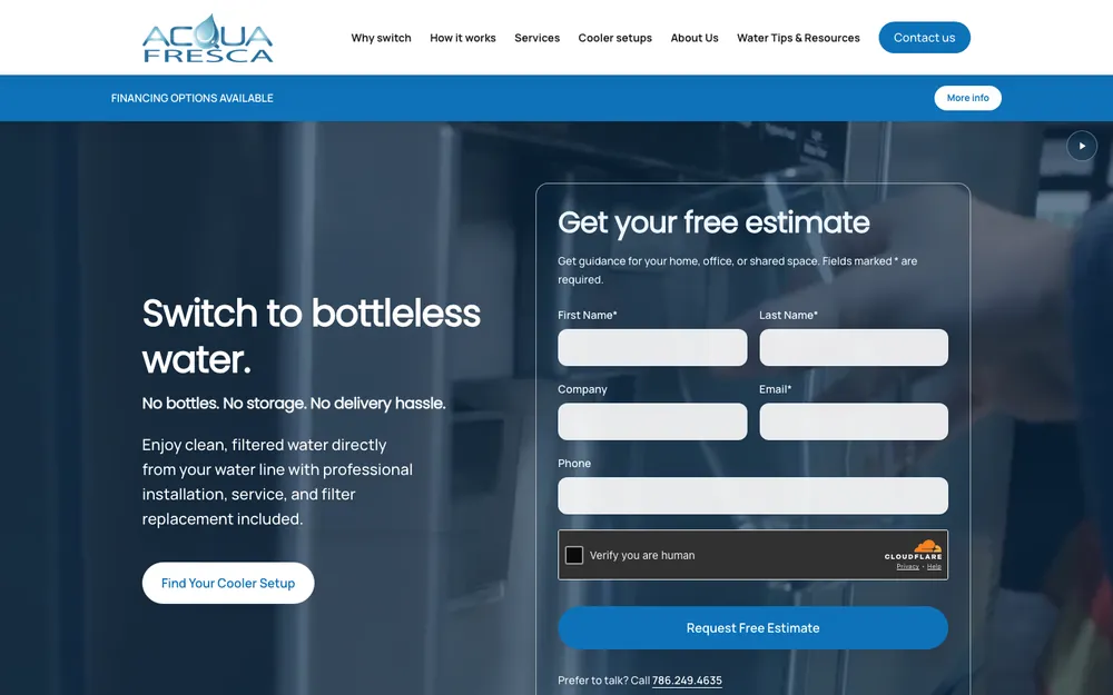 Acqua Fresca website, designed and built by ThatsKrispy