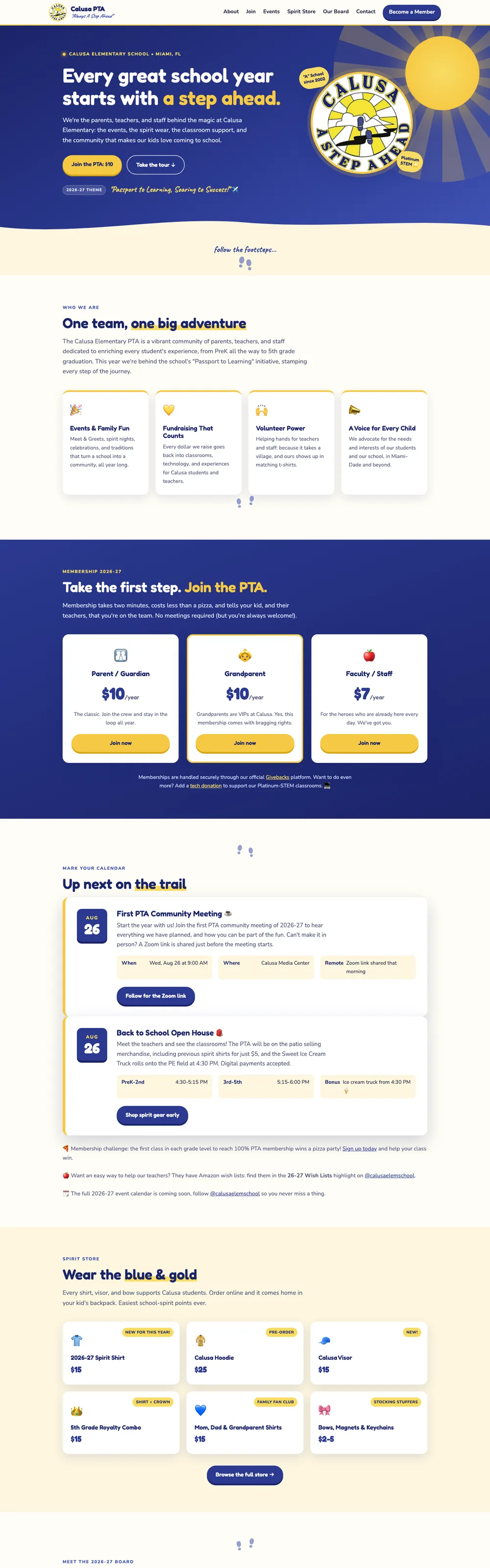 Website we designed and built for Calusa PTA