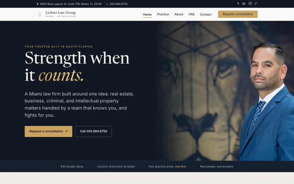 The Lichter Law Group website, designed and built by ThatsKrispy