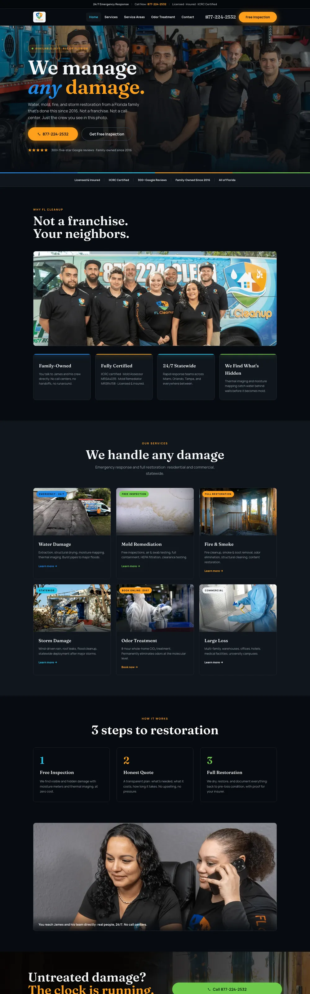 Website we designed and built for FL Cleanup, launching soon