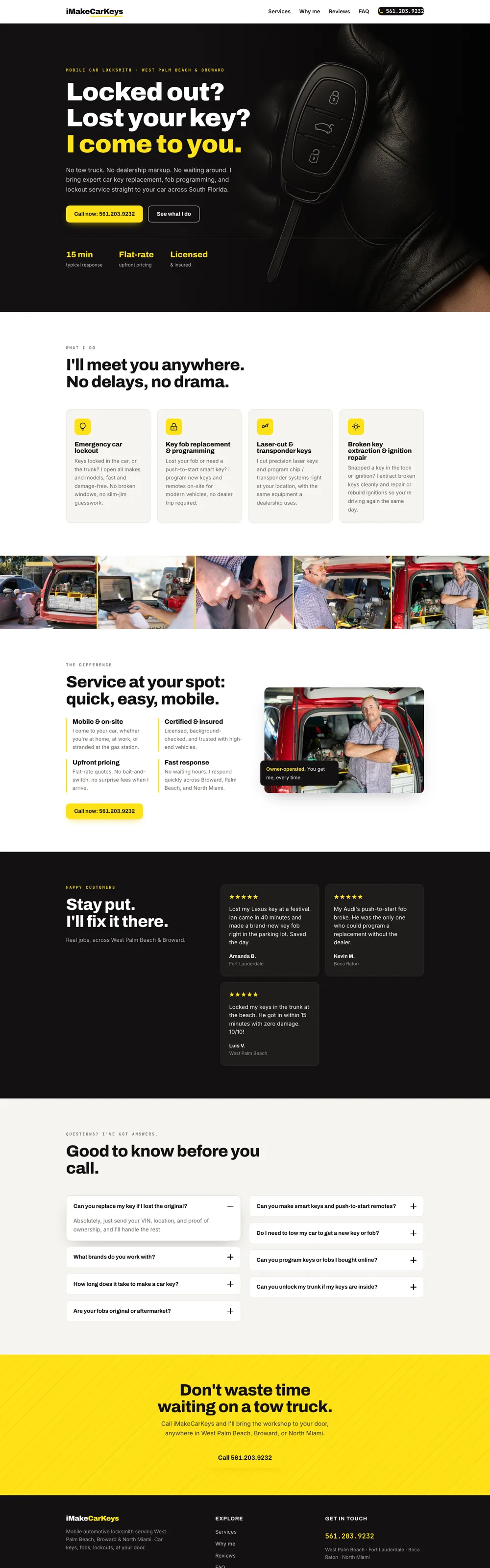 Website we designed and built for I Make Car Keys