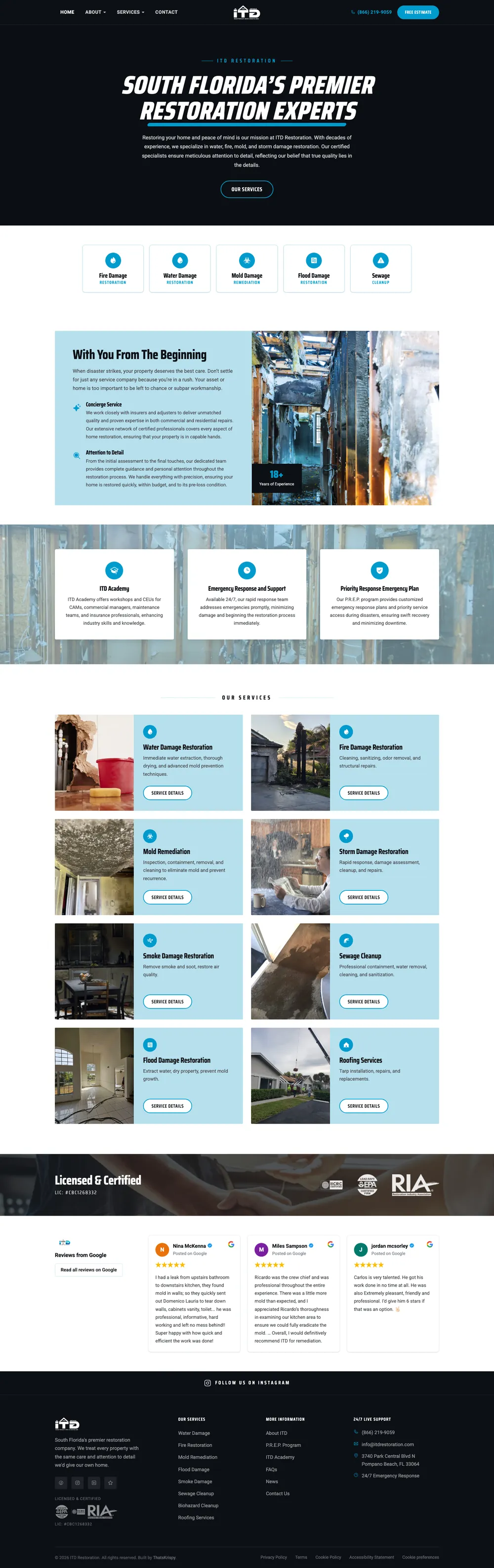 Website we designed and built for ITD Restoration