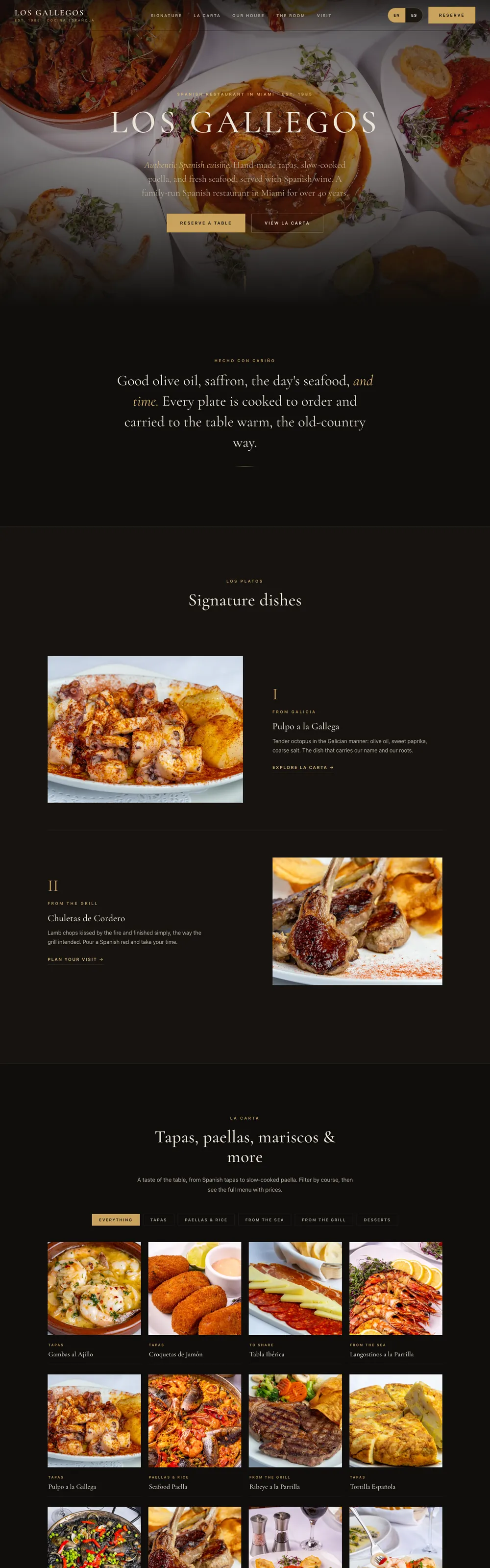 Los Gallegos website, designed, photographed and built by ThatsKrispy