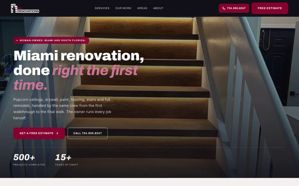 Ms Renovations Pro website, designed and built by ThatsKrispy