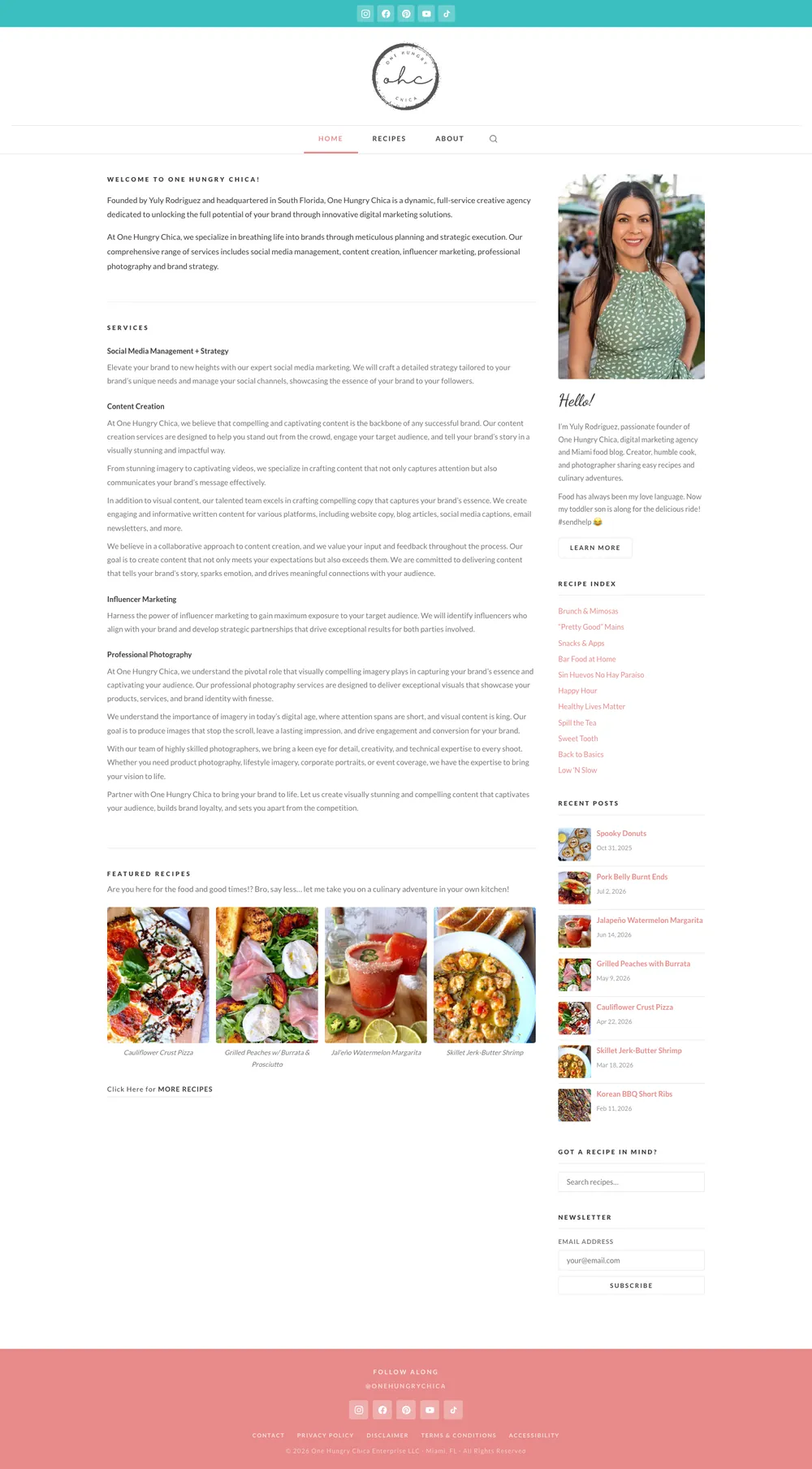 Website we designed and built for One Hungry Chica