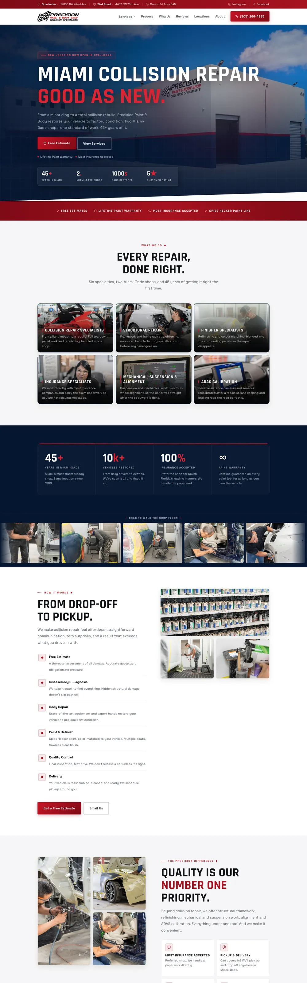 Website we designed and built for Precision Paint & Body