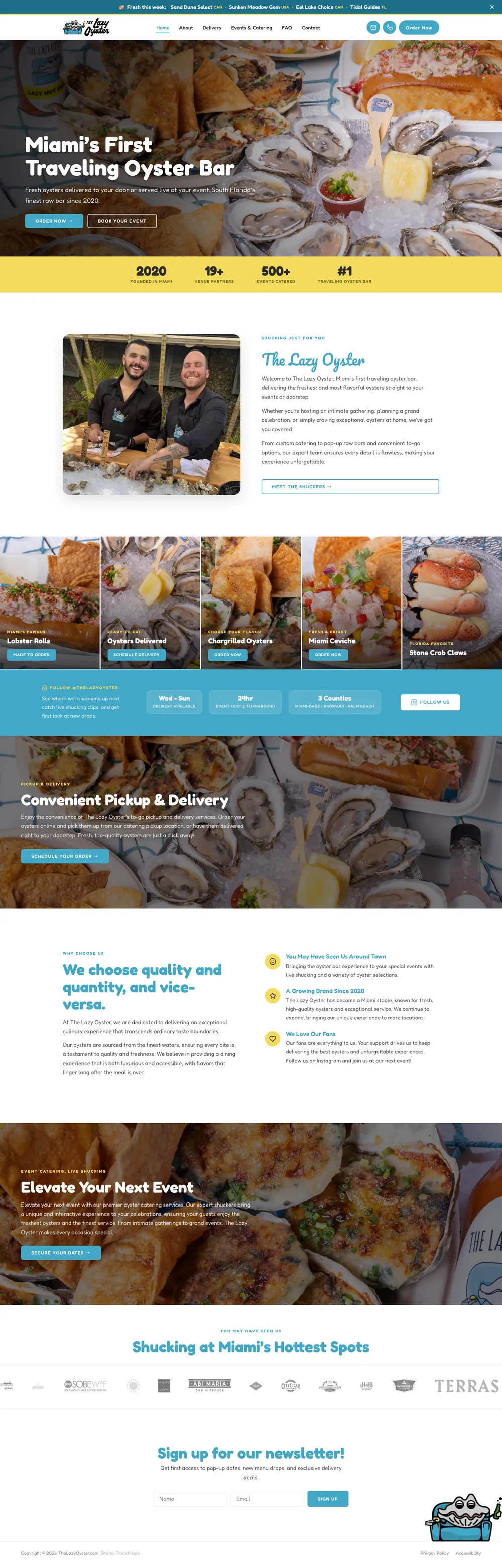 Website we designed and built for The Lazy Oyster