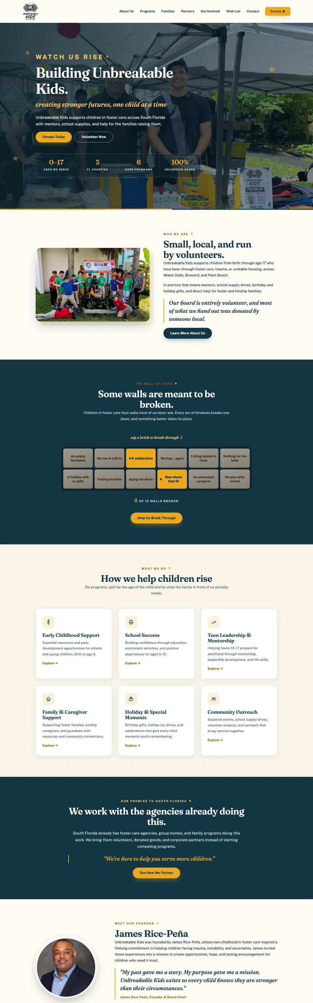 Website we designed and built for Unbreakable Kids, launching soon