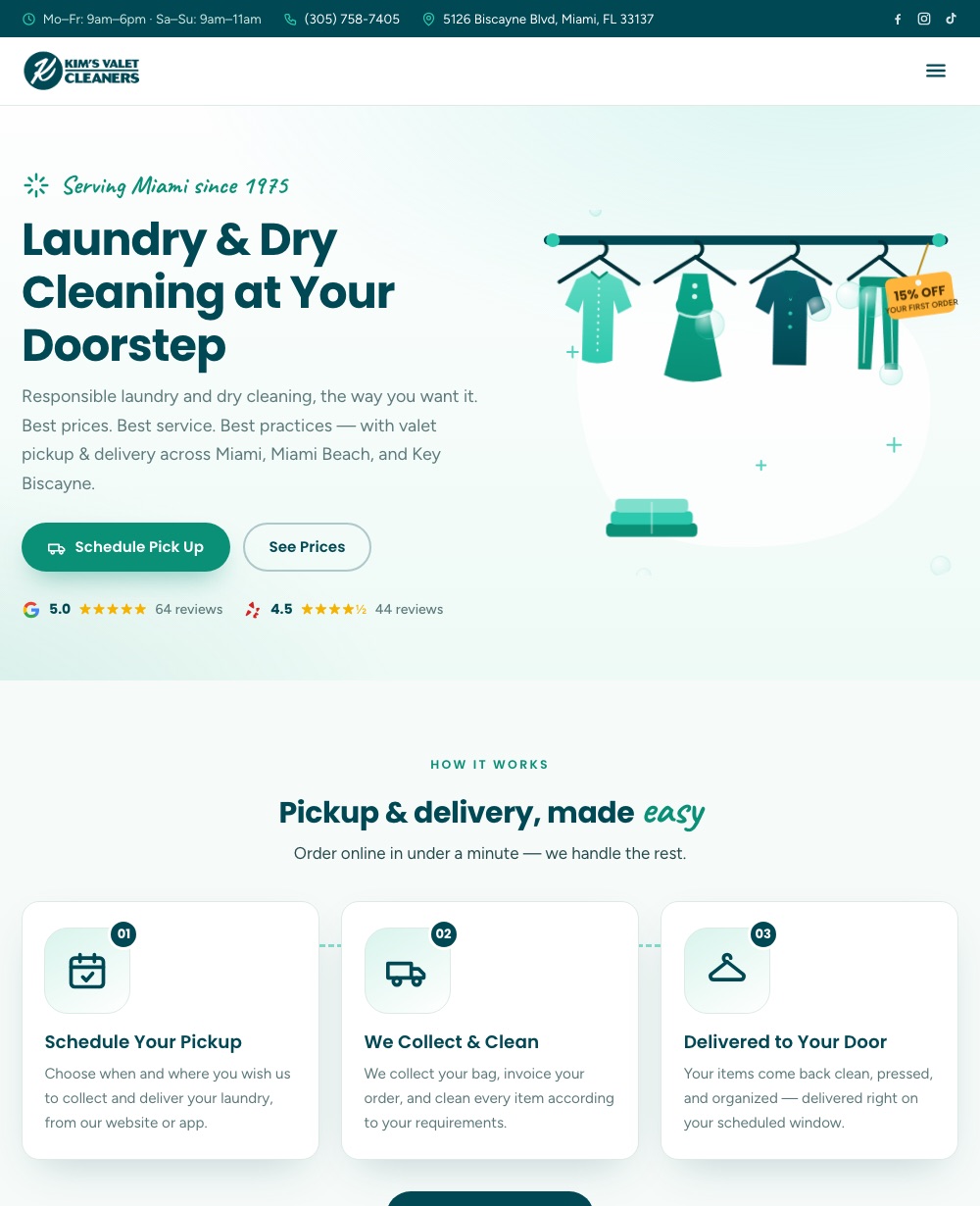 Kim's Valet Cleaners website