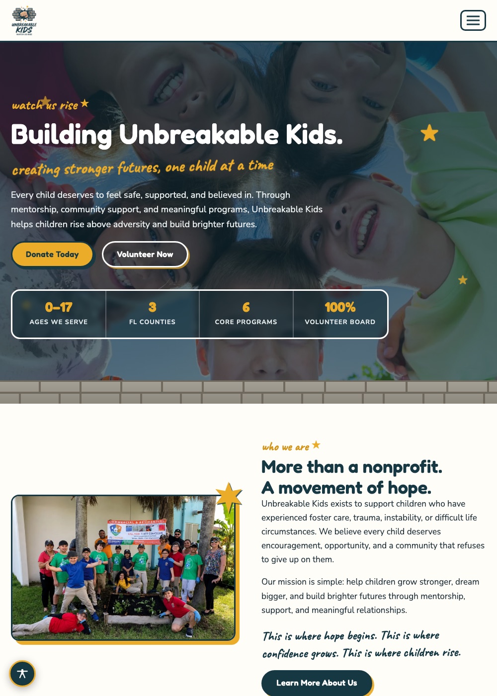 Unbreakable Kids website